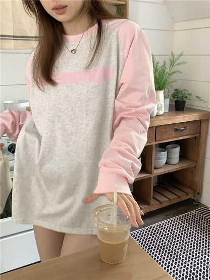 Pink Patchwork Long Sleeve Shirt