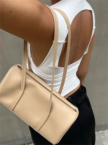 White Pleated Backless Tank Top