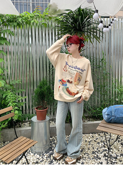 Vintage Dessert Print Sweatshirt