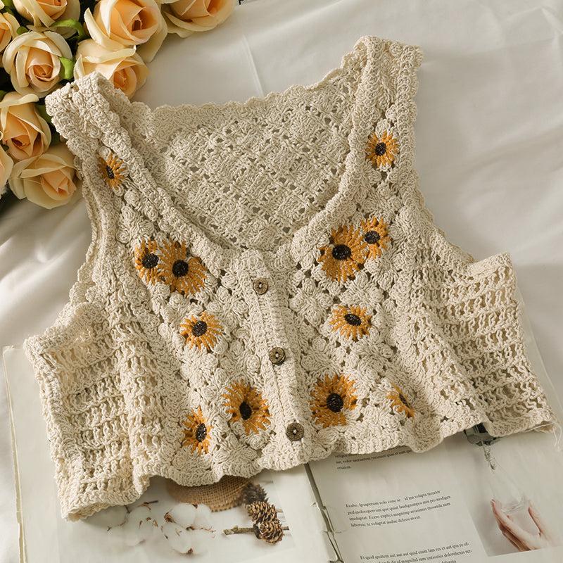 Sunflower Knit Crop Top