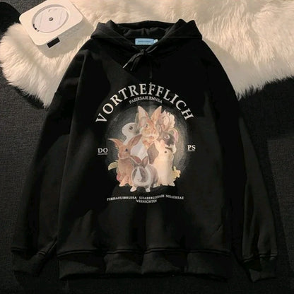 Rabbit Print Oversized Hoodie