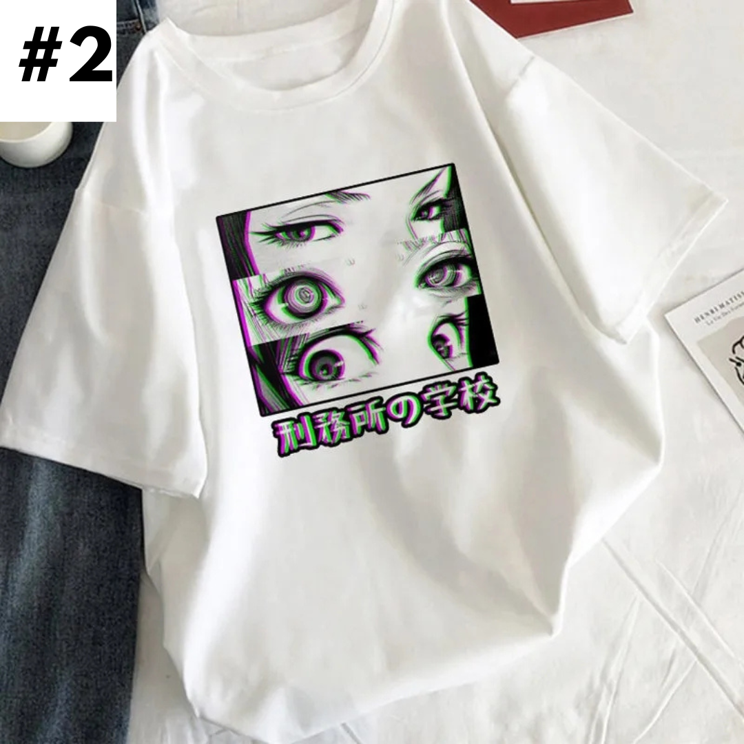 Anime Girl Tearful Print Short Sleeve T-shirt