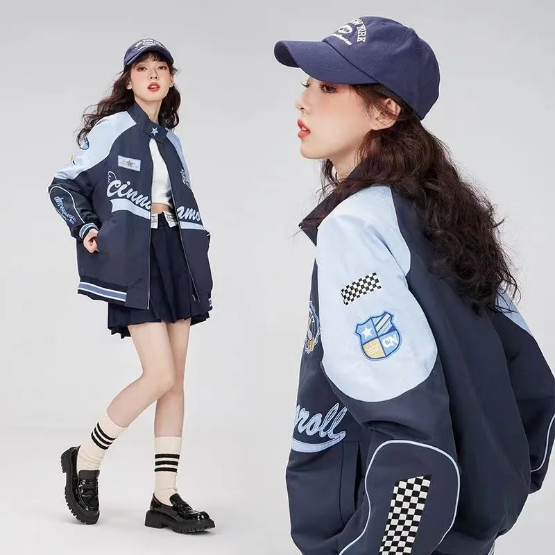 Japanese Anime Print Windproof Biker Jacket