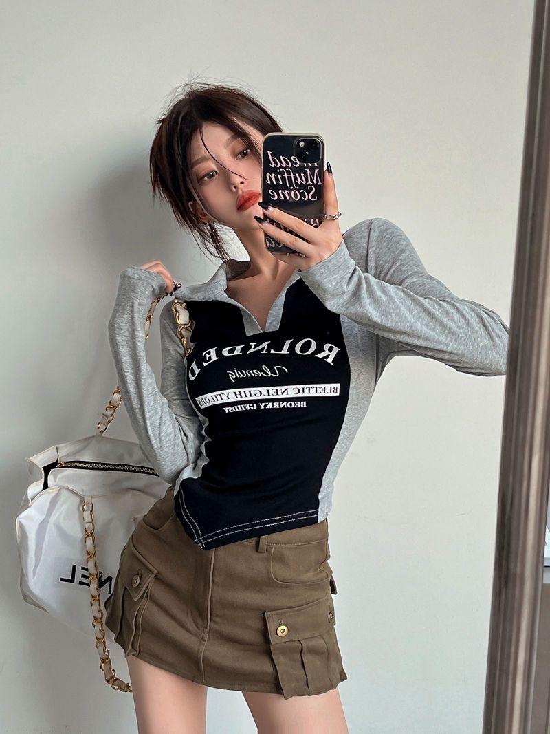 Y2K Collar Long Sleeve Shirt