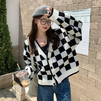 Checkboard Patchwork Cardigan