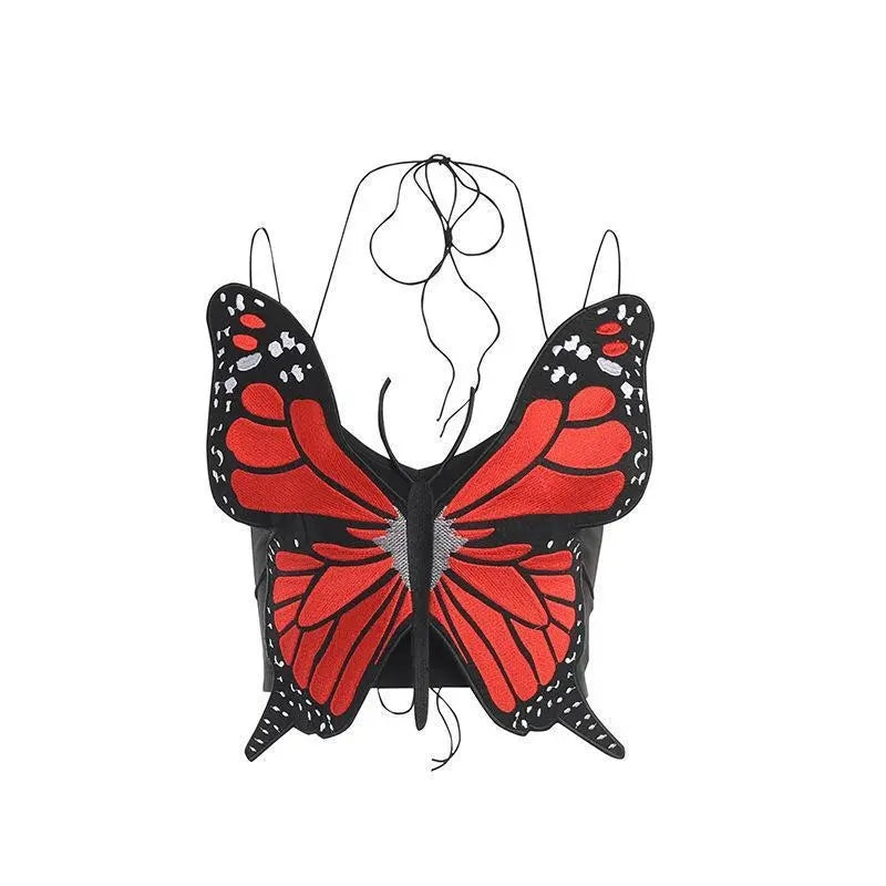 2PCS Butterfly Backless Crop Top