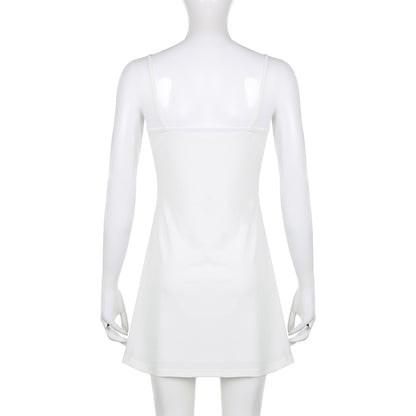 White Spaghetti Strap Mini Dress