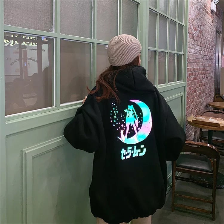 Anime Girl Japanese Print Glow in Dark Sweater