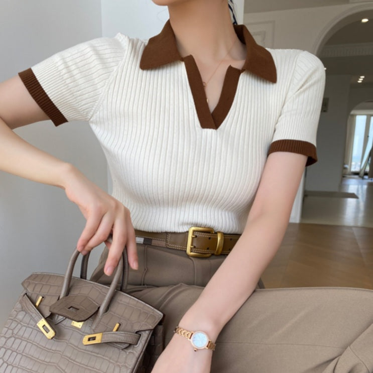 Turn Down Collar Short Sleeve Shirt