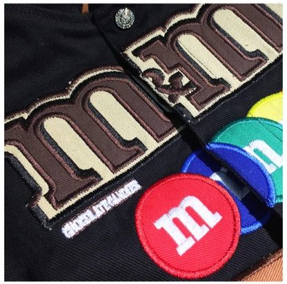 Cute Chocolate Embroidery Patch Retro Oversize Vintage Racer Jackets Long Sleeve Pullover Aesthetic Casual E-Girl Kawaii Korean Japanese Harajuku