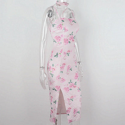 Flower Print Lace Up Split Mini Dress