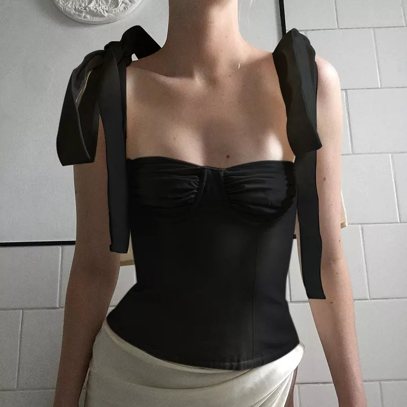 Sweet Bow Bustier Bandage Crop Top