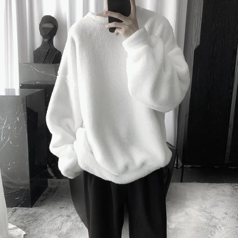 Faux Fluffy Lamb Crew Neck Sweater