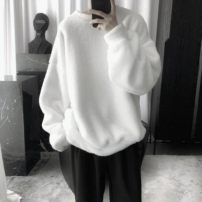 Faux Fluffy Lamb Crew Neck Sweater