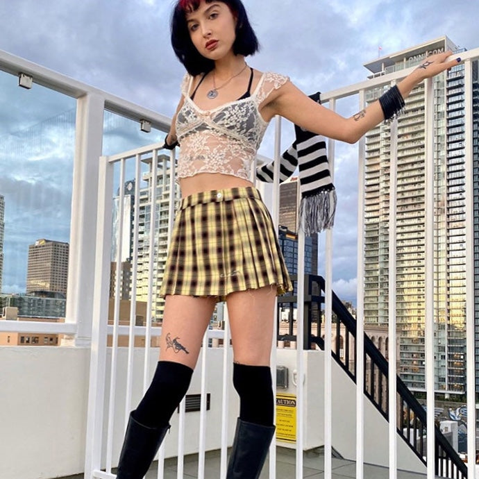 Cute Transparent Lace Mesh Sweet Crop Top Short Sleeve Shirt Tee T-shirt E-Girl Kawaii Korean Japanese Harajuku Chinese Retro Streetwear Aesthetic