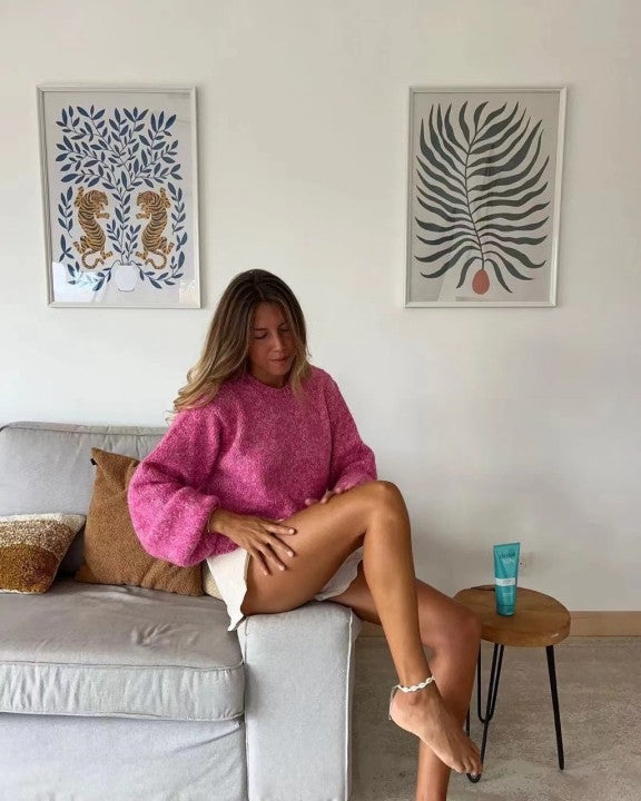 Pink Knit Backless Lace Up Sweater