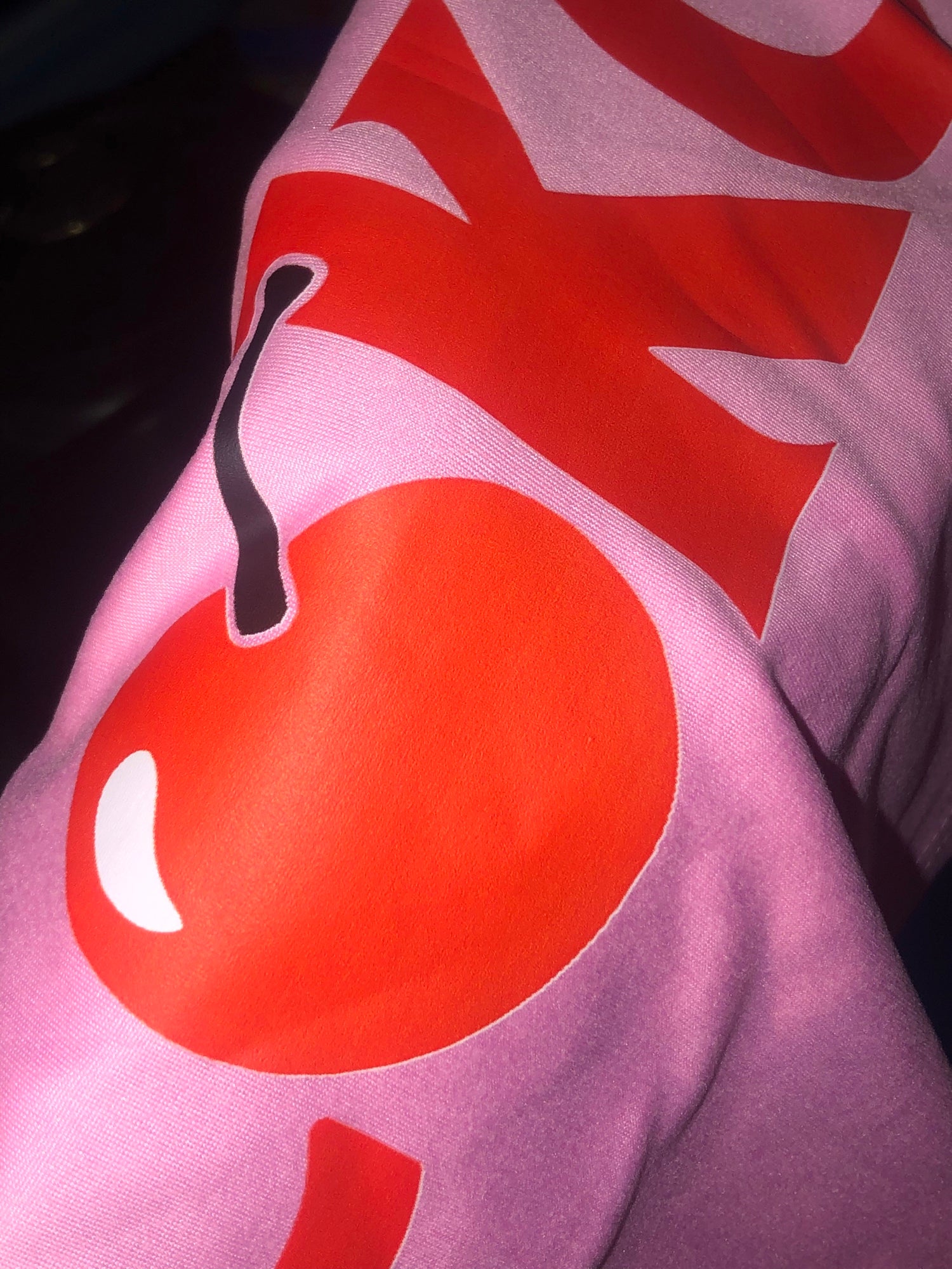 Pink Cherry Soda Print Crop T-shirt