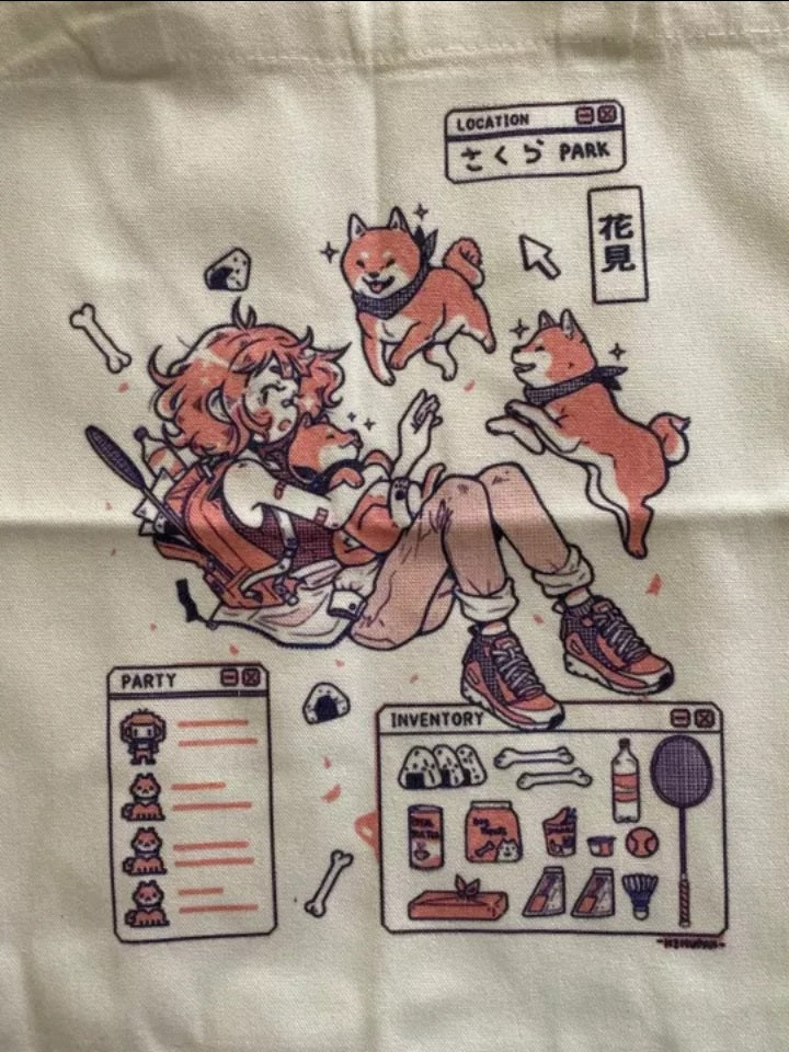 Cute Shiba Inu Anime Girl Cartoon Tote Canvas Bag Shopper Shoulder Bag Aesthetic Casual Summer E-Girl Kawaii Korean Japanese Harajuku
