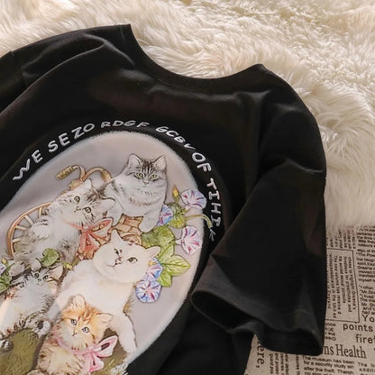 Cat Print Short Sleeve T-shirt