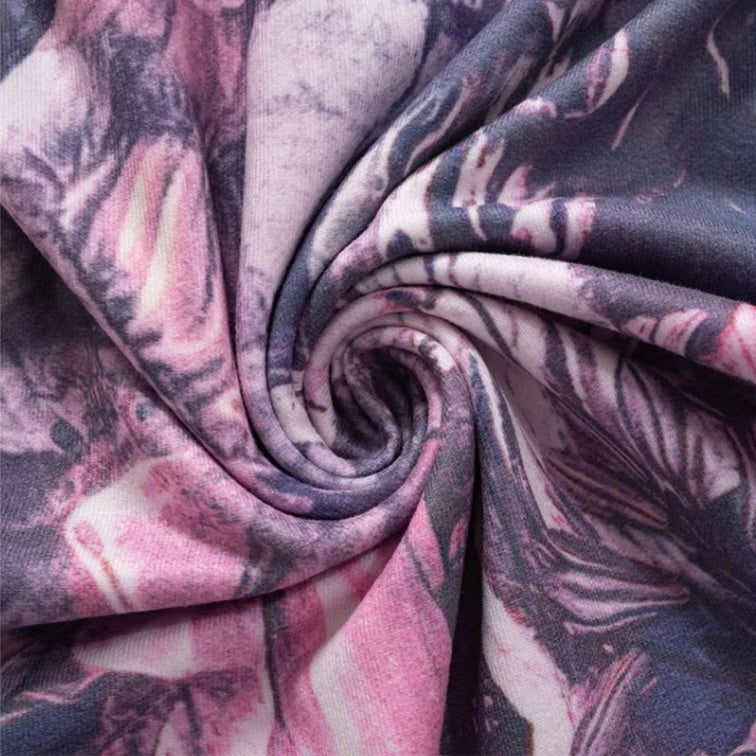 Purple Victorian Print Mesh Long Sleeve Shirt