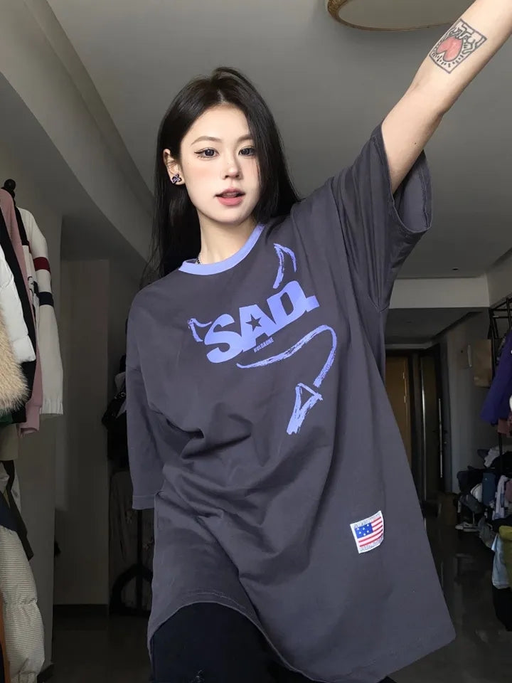 Demon Horn Oversized Graphic T-shirt