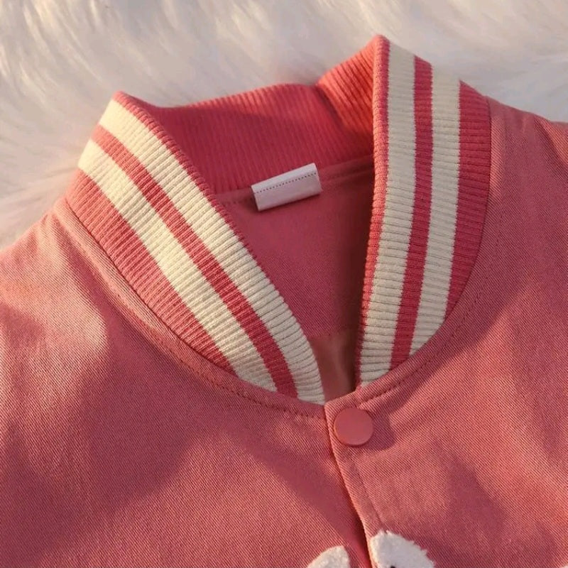 Heart Letter Embroidery Varsity Jacket