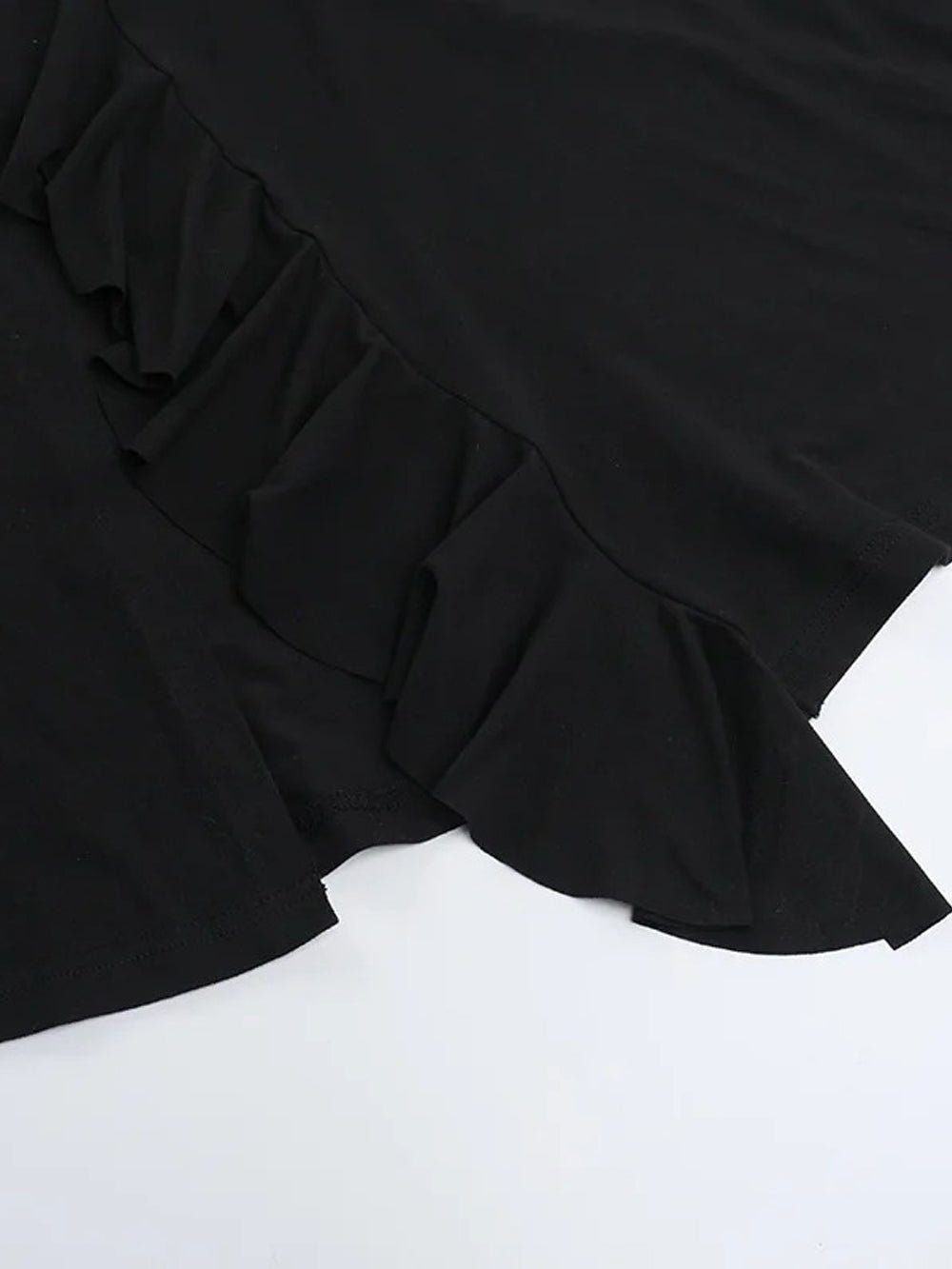 Cowl Neck Choker Strap Side Ruffle Column Maxi Dress