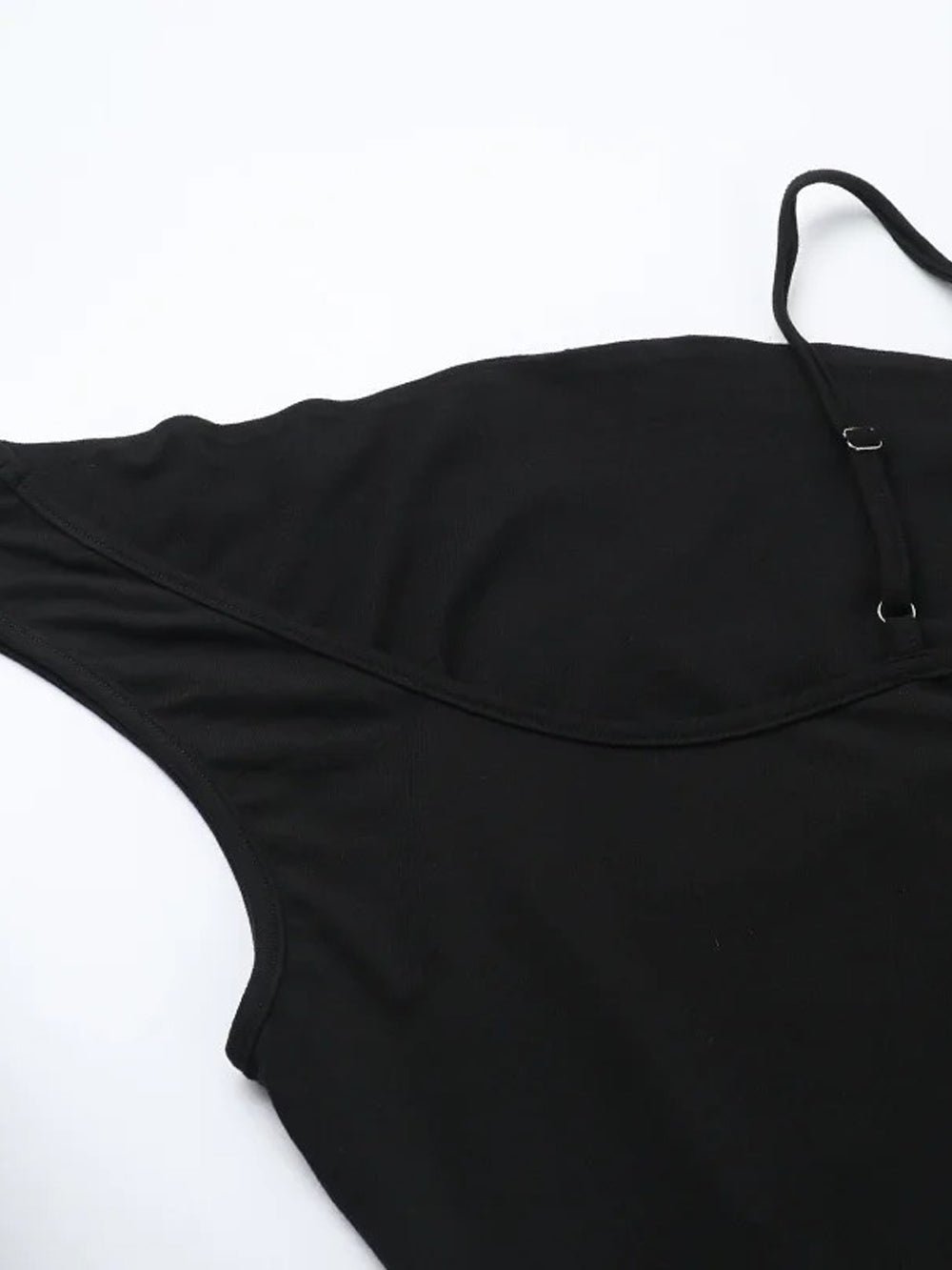 Cowl Neck Choker Strap Side Ruffle Column Maxi Dress
