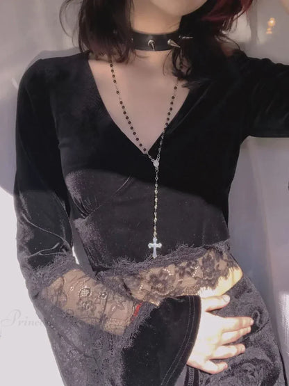 Flare Lace Sleeve Knit Top