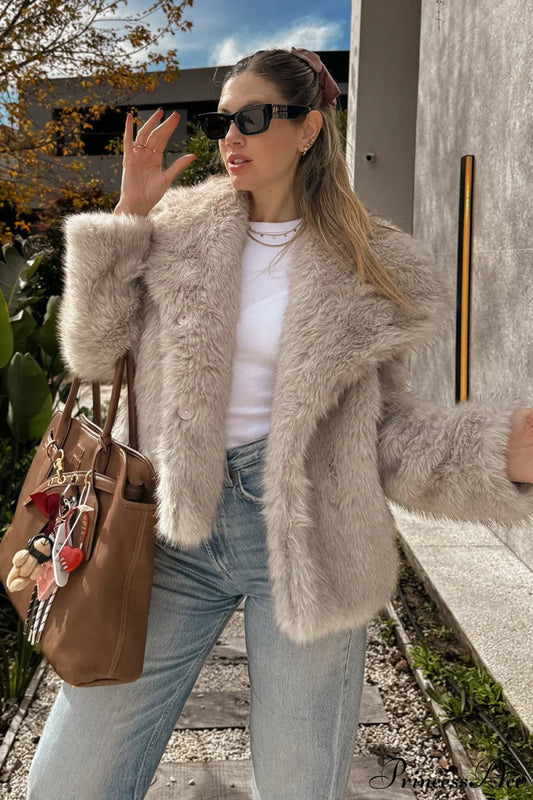 Fleece Cardigan Faux Fur Warm Coat