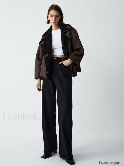 Fleece Lined Shearling Trendy Leather Flight Jacket