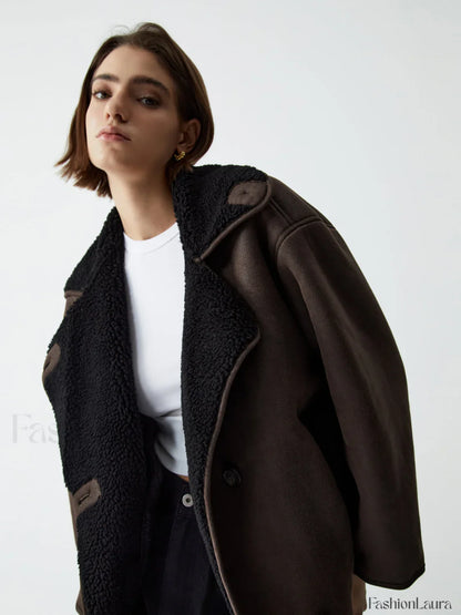 Fleece Lined Shearling Trendy Leather Flight Jacket
