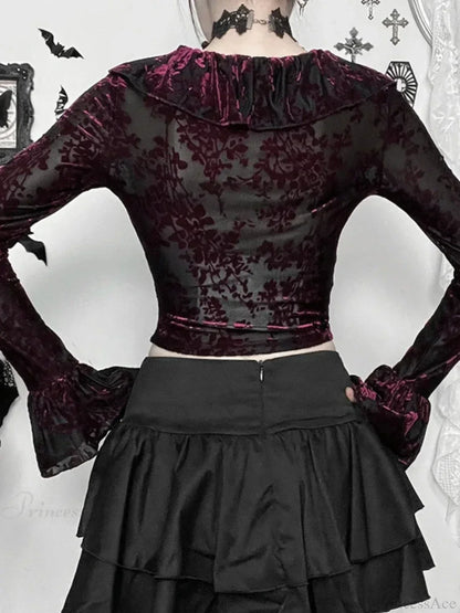Flocking Ruffled Knit Top