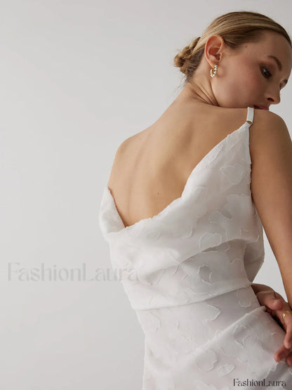 Floral Jacquard Open Trendy Back Long Dress