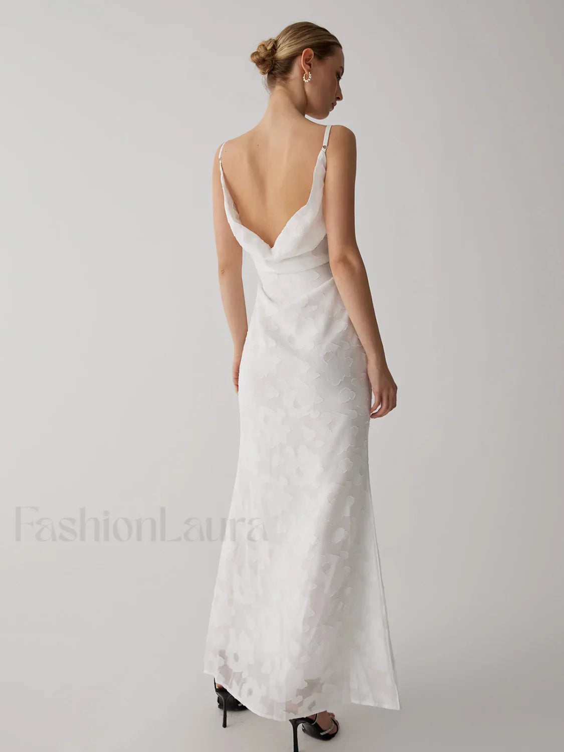 Floral Jacquard Open Trendy Back Long Dress