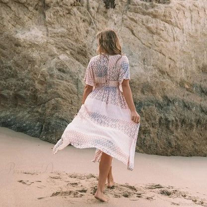 Floral Smock Frock Chiffon Bikini Cover Up Boho Dress