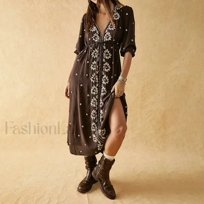 Floral Swing Maxi Boho Dress
