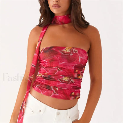Floral Tube Strapless Crop Top