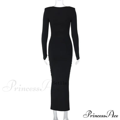 Florale Cut Out Long for Women Long Sleeve Sexy Sexy Midi Dress