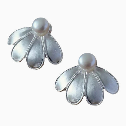 Full Blossom Luster Pearl Brushed Petal Studs