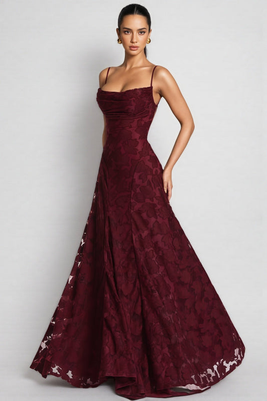 Liralk Red Strapless Mesh Maxi Dress