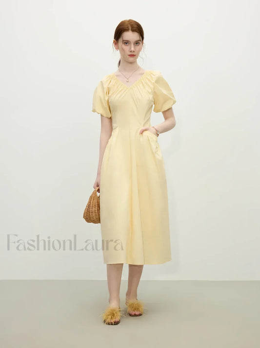 French Waist-Slim Midi Dress