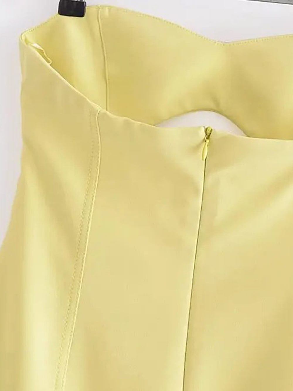 Strapless Faux Leather Oval Cutout A-Line Mini Dress