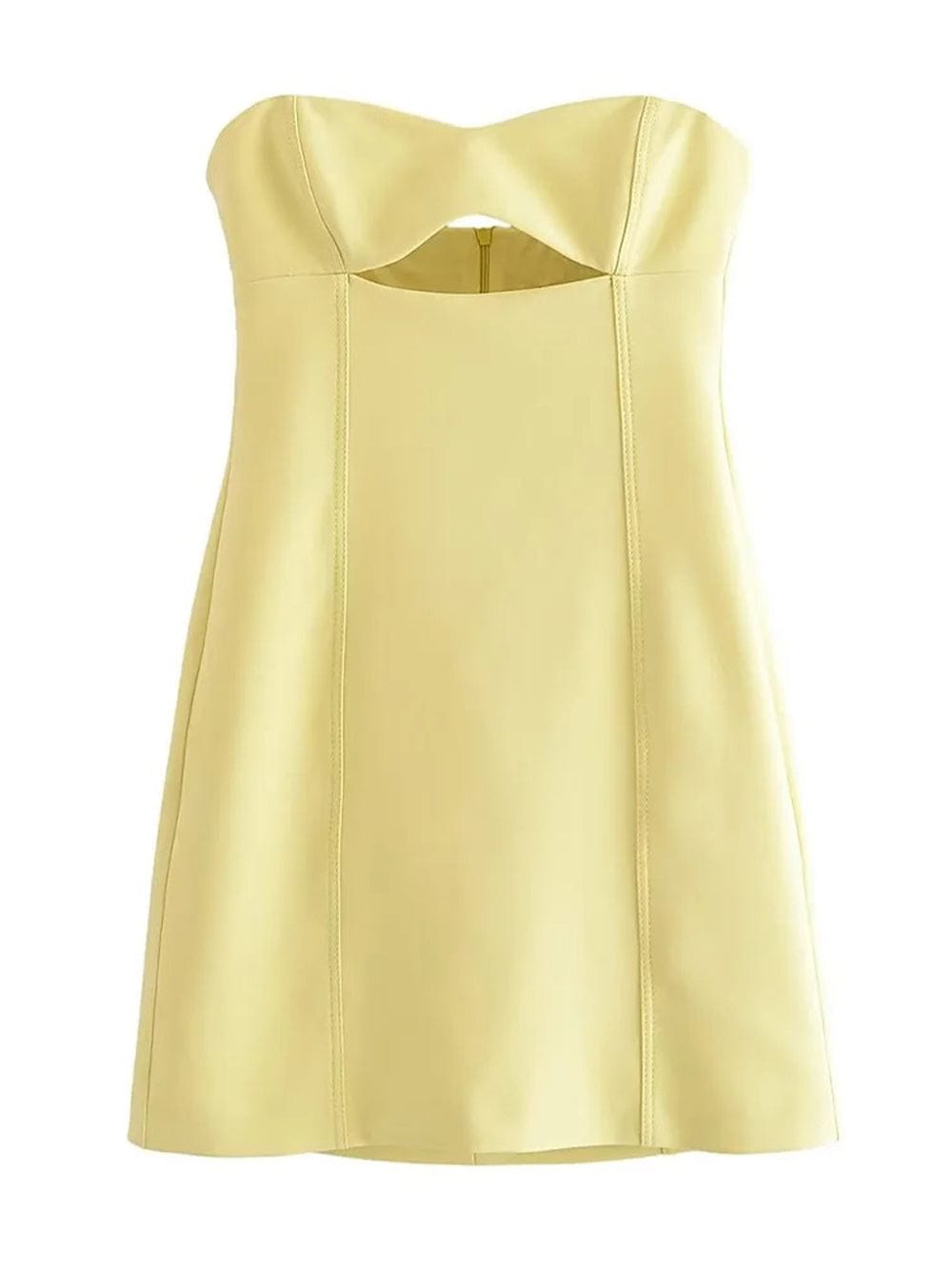 Strapless Faux Leather Oval Cutout A-Line Mini Dress