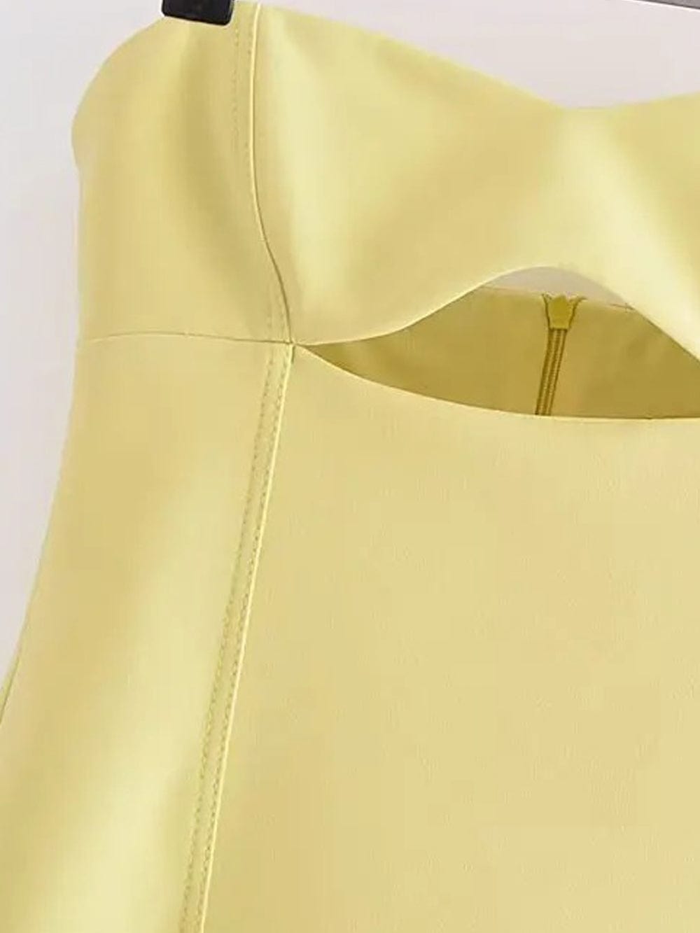 Strapless Faux Leather Oval Cutout A-Line Mini Dress