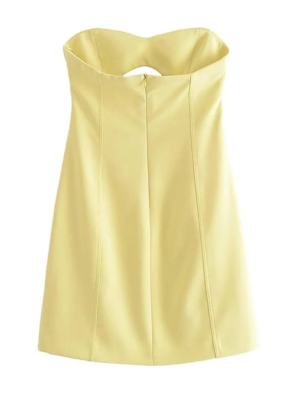 Strapless Faux Leather Oval Cutout A-Line Mini Dress