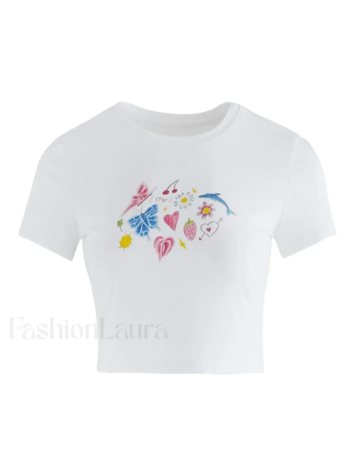 Fruity Butterfly Print Crop Top
