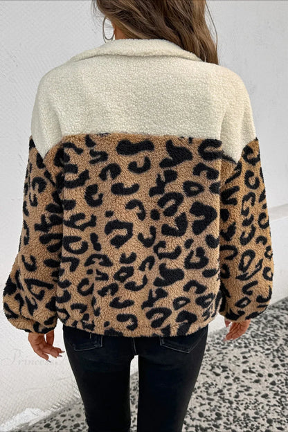 Furry Leopard Warm Turn-Down Collar Coat
