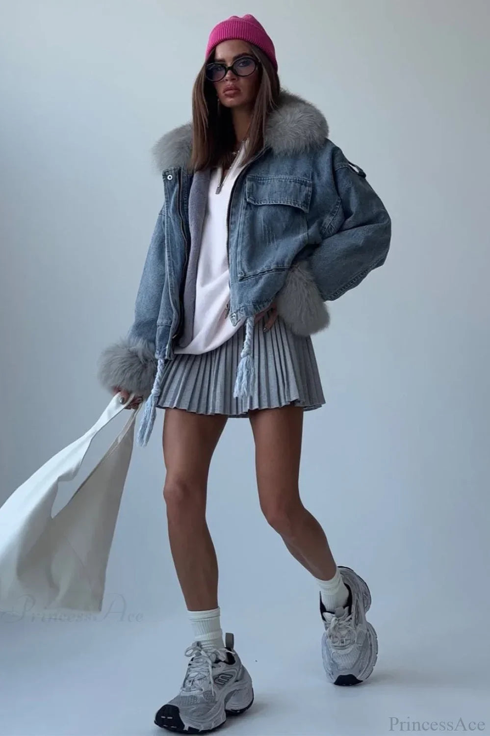 Fuzzy Denim Loose Street Large Pocket Jacket