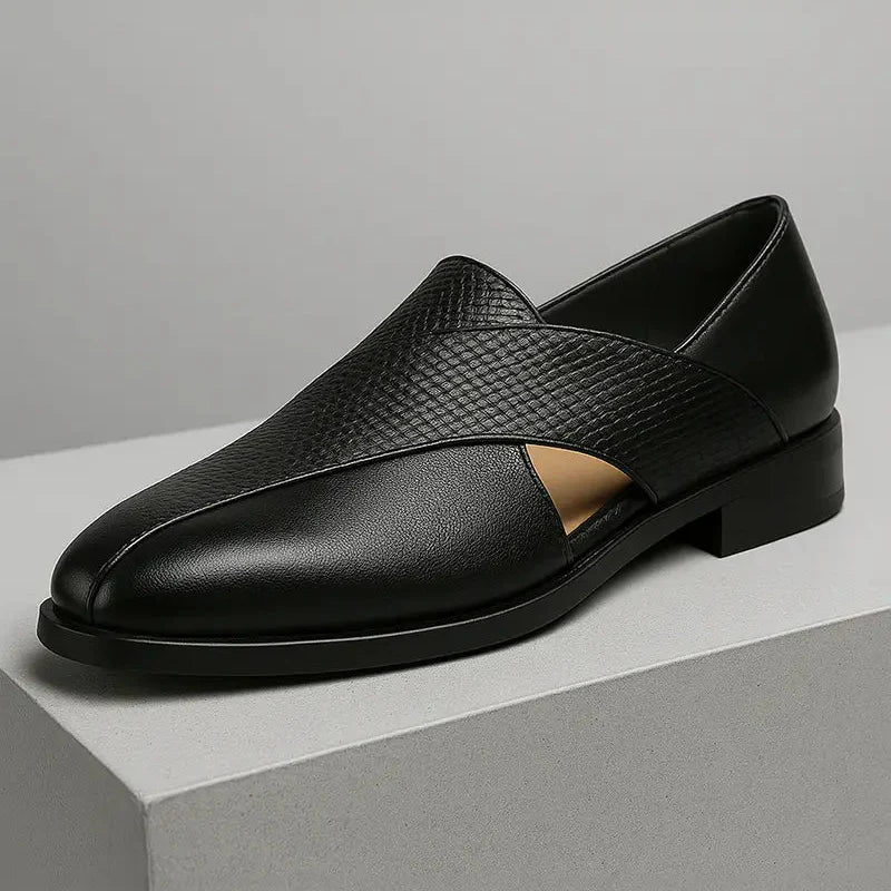 Genuine Leather Loafers | Cross-Strap Detail | Slip-On